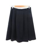 ヒューマンウーマン HUMAN WOMAN フレアスカート ひざ丈 ウール M 紺 ネイビー /MS