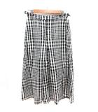ヒューマンウーマン HUMAN WOMAN ワイドパンツ ギンガムチェック 麻混 リネン混 M 黒 ブラック 白 ホワイト /RT