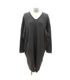 イエナ IENA ニットワンピース ひざ丈 Vネック カシミヤ混 長袖 チャコールグレー /MS
