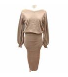 マウジー MOUSSY ワンピース ロング ニット Vネック 長袖 F ベージュ /YK