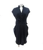 プラステ PLST ワンピース ひざ丈 フレンチスリーブ 2 M 紺 ネイビー /YI