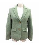 ヒューマンウーマン HUMAN WOMAN テーラードジャケット ツイード 総裏地 ウール 2 M 緑 グリーン /YK