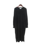 スローブ イエナ SLOBE IENA ニットワンピース ロング ウール リブ サイドスリット 長袖 黒 ブラック /MS