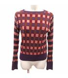 イエナ IENA ニット カットソー チェック 長袖 ウール 紫 パープル /YK