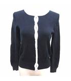 エフデ ef-de カーディガン ニット 長袖 9 M 紺 ネイビー 白 ホワイト /YK