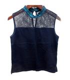 ニット カットソー ノースリーブ 刺繍 34 紺 ネイビー /RT