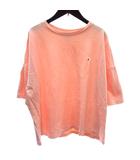 チャンピオン CHAMPION カットソー Tシャツ ラウンドネック 刺繍 オーバーサイズ 五分袖 M オレンジ /AU