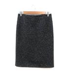 エムプルミエ ブラック M-Premier BLACK タイトスカート ひざ丈 ツイード 36 黒 ブラック 白 ホワイト /MS
