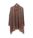 アルカリ alcali シャツワンピース ミニ チェック 長袖 茶 ブラウン /MN