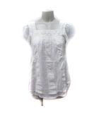 エフデ ef-de シフォンブラウス スクエアネック シアー 刺繍 レース 7 S 白 オフホワイト /YI