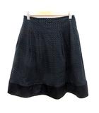 エムプルミエ ブラック M-Premier BLACK スカート フレア ひざ丈 総柄 34 黒 ブラック /RT