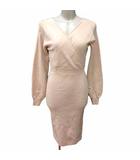 リゼクシー RESEXXY ワンピース ひざ丈 ニット カシュクール 長袖 F ベージュ /YK