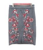 ルーニィ LOUNIE スカート タイト ロング 総柄 38 グレー 赤 レッド /RT