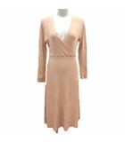 Collection ワンピース ひざ丈 ニット カシュクール 長袖 L ベージュ /YK