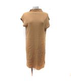 アクアガール aquagirl ニットワンピース ひざ丈 フレンチスリーブ モカ /YI