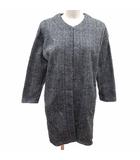 エニィファム anyFam ノーカラーコート ヘリンボーン柄 長袖 F グレー /YK