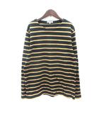 グローバルワーク GLOBAL WORK カットソー Tシャツ クルーネック ボーダー 長袖 L ベージュ 黒 ブラック /MN