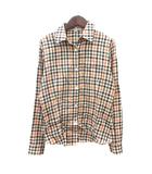 シャツ チェック 長袖 M ベージュ /MN