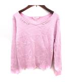インデックス INDEX ニット カットソー Vネック 長袖 M ピンク /RT ●RY