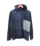 モデムデザイン modem design パーカー プルオーバー 長袖 切替 L 紺 ネイビー /MN