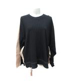 ザラ ZARA トレーナ ストライプ 長袖 変形デザイン 黒 ブラック ベージュ /YI