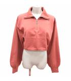 ダブルクローゼット w closet ニット カットソー ハーフジップ ショート丈 長袖 F ピンク /YK