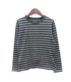 アニエスベー agnes b. カットソー Tシャツ クルーネック ボーダー 長袖 グレー /MN