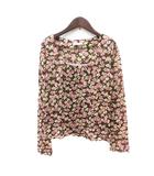 ニット カットソー 花柄 長袖 ウール M 茶 ブラウン /MN