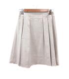フレアスカート ひざ丈 フェイクスエード 2 M 白 アイボリー /MN
