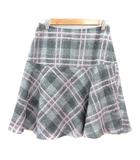 フレアスカート ひざ丈 チェック ウール モヘヤ混 2 M グレー /MN