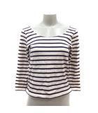 イエナ IENA カットソー Uネック ボーダー 七分袖 紫 パープル 白 ライトベージュ /MS