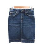 ラルフローレン RALPH LAUREN タイトスカート ひざ丈 デニム スリット ダメージ加工 61-89 青 ブルー /MS