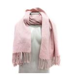 ジルスチュアート JILL STUART マフラー ストール ロゴ刺繍 ラメ フリンジ ウール カシミヤ混 ピンク /MN