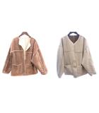 フリークスストア FREAKS STORE ノーカラーコート コーデュロイ ボア リバーシブル F 茶 ブラウン /AU