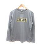 エーグル AIGLE Tシャツ カットソー クルーネック プリント 長袖 M グレー 黄 イエロー 紺 ネイビー /MS