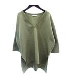 ジーナシス JEANASIS ニット カットソー Vネック オーバーサイズ 九分袖 長袖 F 緑 グリーン /AU