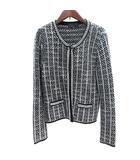 アンタイトル UNTITLED カーディガン ツイードニット パイピング シャギー 長袖 4 XL グレー /AU