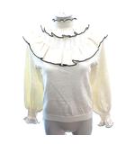 リリーブラウン Lily Brown ニット セーター ハイネック パイピング フリル 長袖 F アイボリー 白 ホワイト /AU