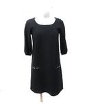 エフデ ef-de ワンピース ひざ丈 七分袖 ウール アンゴラ混 7 S 黒 ブラック /YI