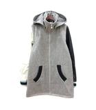 エックスガール x-girl 中綿コート 総裏地 切替 牛革 レザー フード ウール 2 M グレー /MN