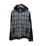コムサイズム COMME CA ISM パーカー ジップアップ アーガイル柄 L グレー 黒 ブラック /MN