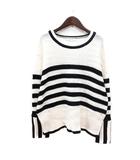 ページボーイ PAGE BOY ニット セーター ボーダー 長袖 オーバーサイズ F 白 ホワイト 黒 ブラック /MN