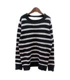 グローバルワーク GLOBAL WORK ニット セーター ボーダー 長袖 M 黒 ブラック /MN