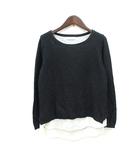 グリーンレーベルリラクシング ユナイテッドアローズ green label relaxing ニット カットソー 長袖 ラメ フェイクレイヤード 黒 ブラック /MN