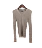アンタイトル UNTITLED ニット カットソー Vネック 長袖 リブ ウール カシミヤ混 2 M グレージュ /MN