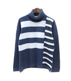 キャラオクルス CARA O CRUZ ニット セーター タートルネック ボーダー 長袖 ラメ ウール 9 M 紺 ネイビー /MN