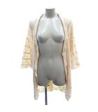 ストロベリーフィールズ STRAWBERRY-FIELDS ニット カーディガン トッパー かぎ編み 七分袖 薄橙色 ペールオレンジ /AU