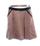 アナイ ANAYI ボックススカート プリーツ ひざ丈 バイカラー ウール 38 M キャメル 茶 ブラウン /AU