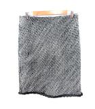 イタリヤ 伊太利屋 タイトスカート ひざ丈 ファー ツイード 総柄 ウール 13 XL 黒 ブラック /AU