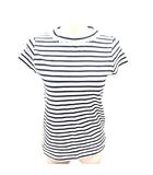 ナチュラルビューティーベーシック NATURAL BEAUTY BASIC ニット カットソー Uネック 半袖 ボーダー M 白 ホワイト 黒 ブラック /RT